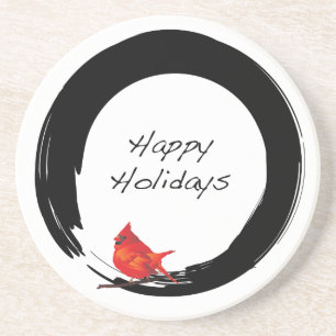 Zen Circle with Christmas Cardinal Coaster