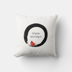 Zen Circle with Christmas Cardinal Cushion