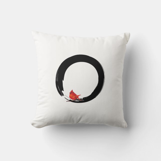 Zen Circle with Christmas Cardinal Cushion (Front)
