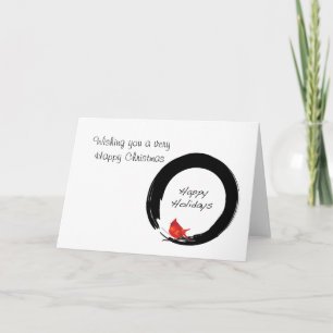 Zen Circle with Christmas Cardinal Holiday Card
