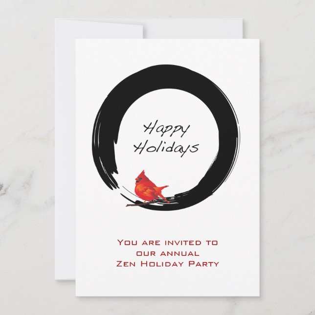 Zen Circle with Christmas Cardinal Invitation (Front)