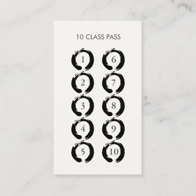 Zen Circles 10 Class Pass Card (Front)