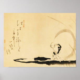 Zen Classics - Hakuin Ekaku - Hotei in a boat Poster