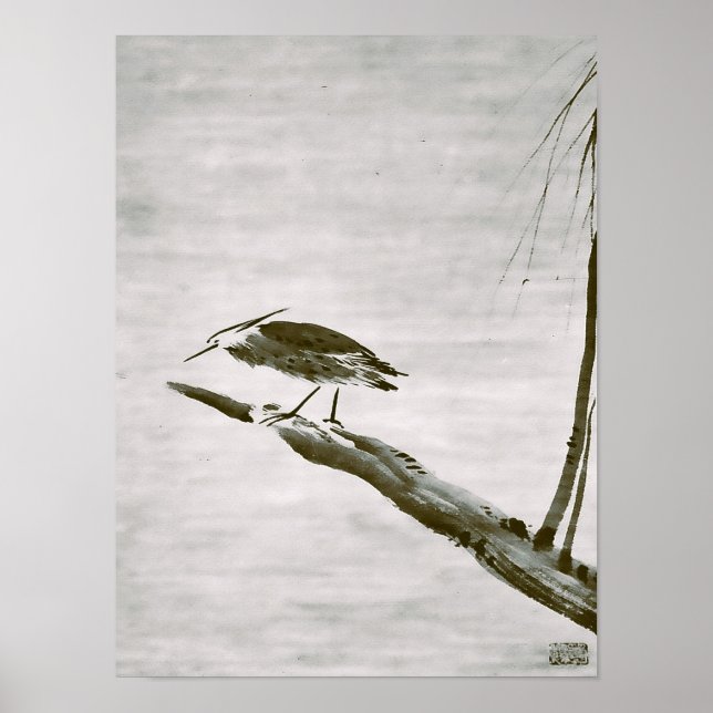 Zen Classics - Sesshu - Heron and Willow Poster (Front)