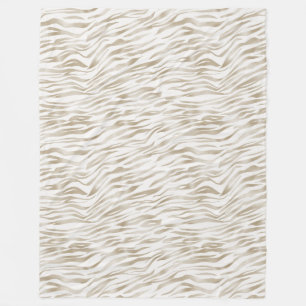 Zen Cream White Cocoa Brown Zebra Print Fleece Blanket