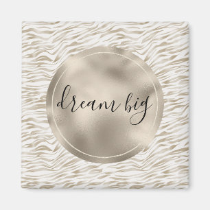 Zen Cream White Cocoa Brown Zebra Print Magnet