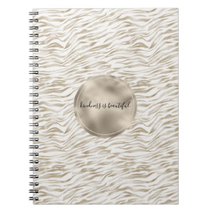 Zen Cream White Cocoa Brown Zebra Print Notebook