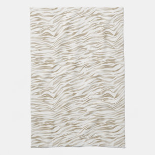 Zen Cream White Cocoa Brown Zebra Print Tea Towel