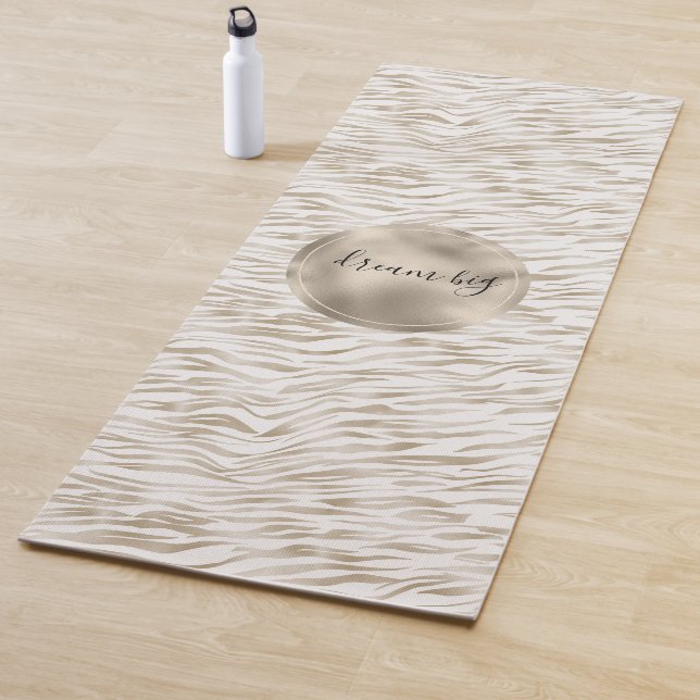 Zen Cream White Cocoa Brown Zebra Print Yoga Mat (In Situ)
