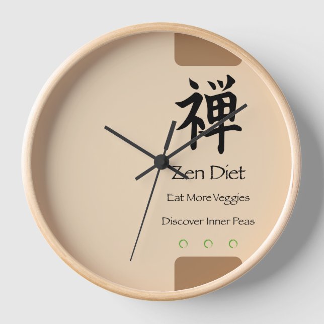 Zen Diet Eat More Veggies Tan BG Clock (Front)