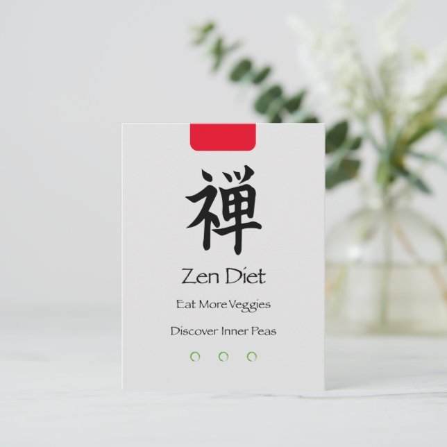 Zen Diet Eat More Veggies Vertical Postcard (Standing Front)