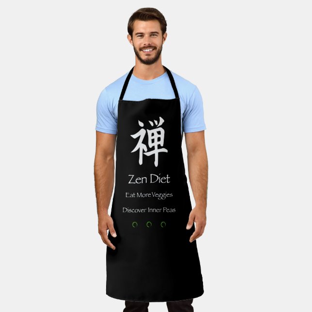 Zen Diet Eat More Veggies White Text Apron (Worn)