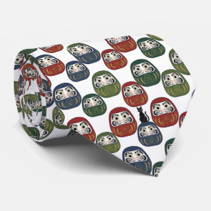 Zen Elegance: Traditional Japanese Daruma Textile Tie