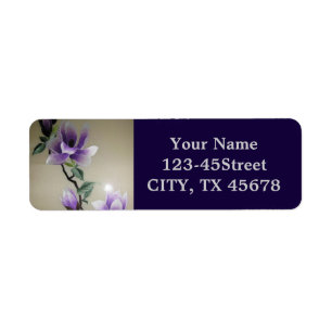 Zen Embroidery purple magnolia flower Return Address Label