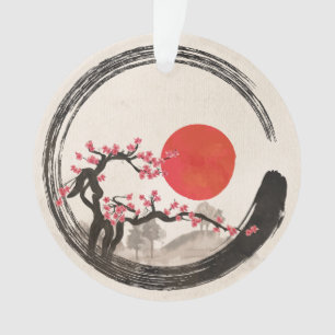 Zen Enso Circle and Sakura Tree Ornament