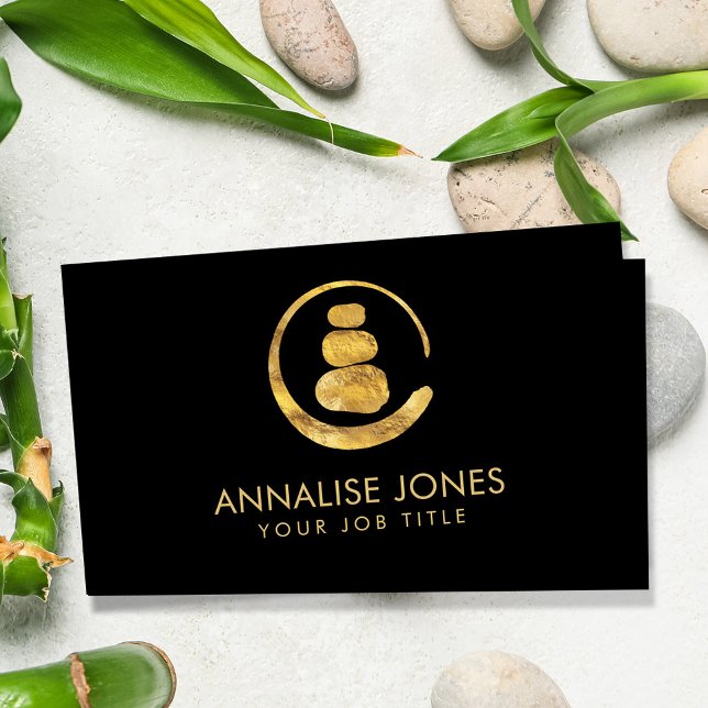 Zen Enso Circle and Zen stones - Golden Texture Business Card (Creator Uploaded)