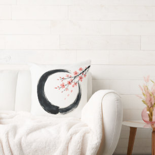 Zen Enso Circle Japanese Ink Art Cushion