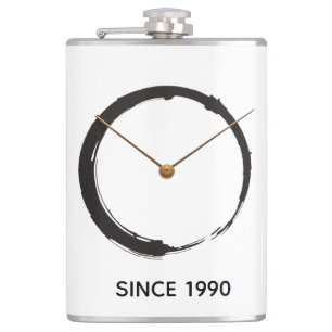 Zen Enso Circle - Minimalist Embroidered Wabi-Sabi Hip Flask