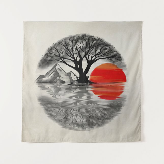Zen Enso Sunset Tapestry (Front)