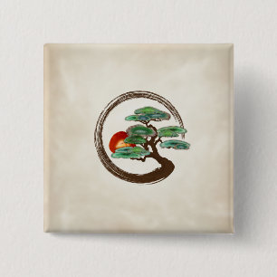 Zen Enzo Geode Bonsai Tree on canvas 15 Cm Square Badge