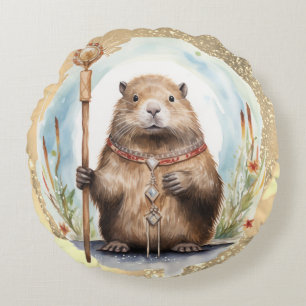 *~* Zen Fantasy Jewelled Groundhog Drip SC5 Round Cushion