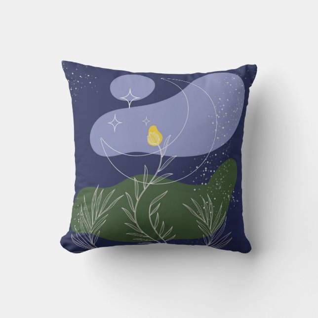 Zen Flower Against Starry Night Sky Cushion (Front)