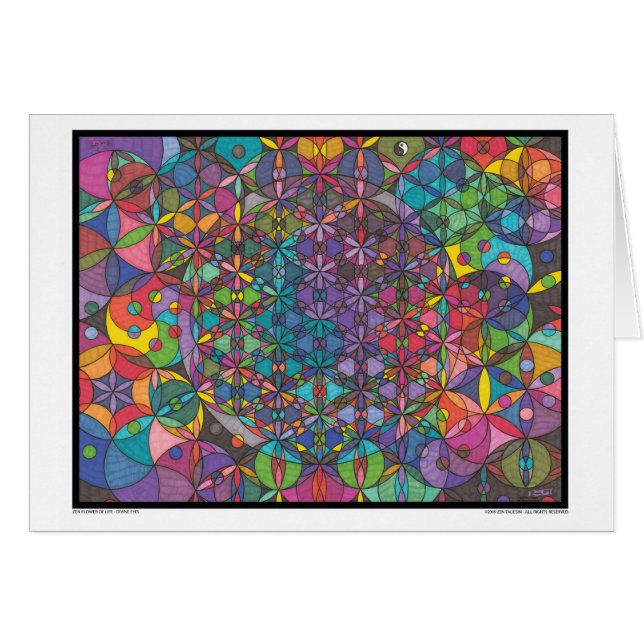 Zen Flower Of Life - Divine Eyes Card (Front Horizontal)