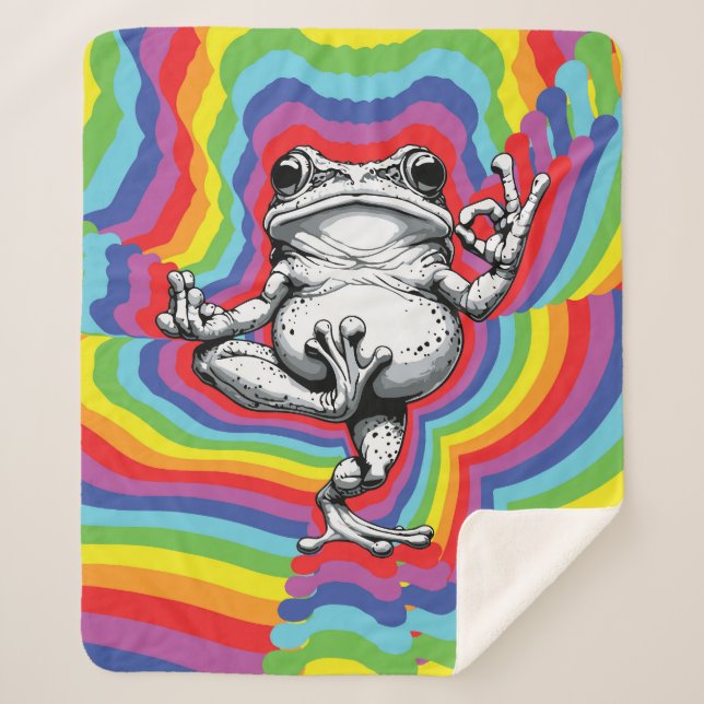 Zen Frog Masterpiece Sherpa Blanket (Front)
