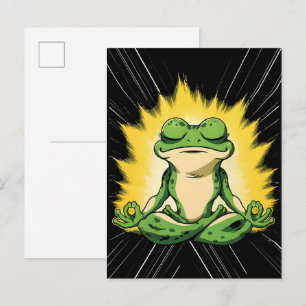Zen Frog Meditation Super Saiyan Glow Art Postcard