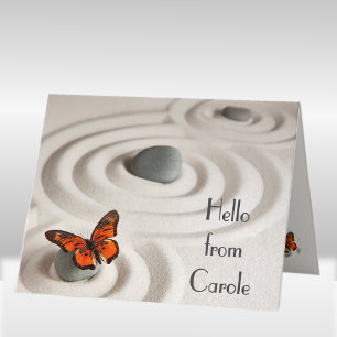 Zen Garden, Monarch Butterfly Hello Greeting Card