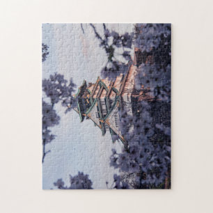 Zen Garden Puzzle: Japanese Castle and Sakura Jigsaw Puzzle