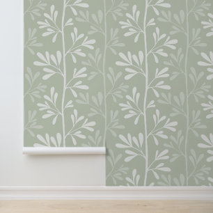 Zen Garden Stems XL12 minimal botanical white Wallpaper