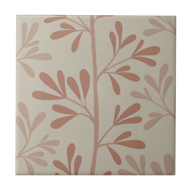 Zen Garden Stems XL 6 minimal botanical Ceramic Tile (Front)