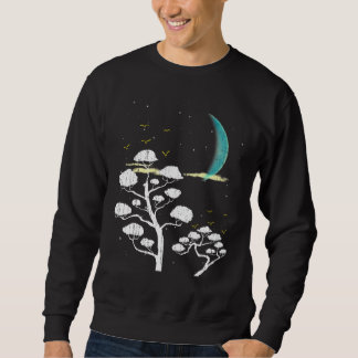 Zen Gardening Moon Stars Japanese Culture Bonsai T Sweatshirt