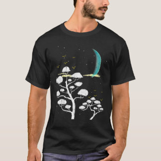 Zen Gardening Moon Stars Japanese Culture Bonsai T T-Shirt