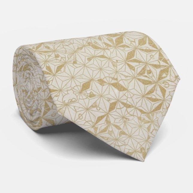 Zen Geometry: Traditional Japanese Kamon & Text Tie (Rolled)