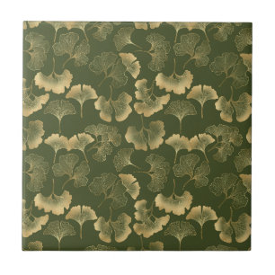 Zen Ginkgo Leaf Pattern Ceramic Tile