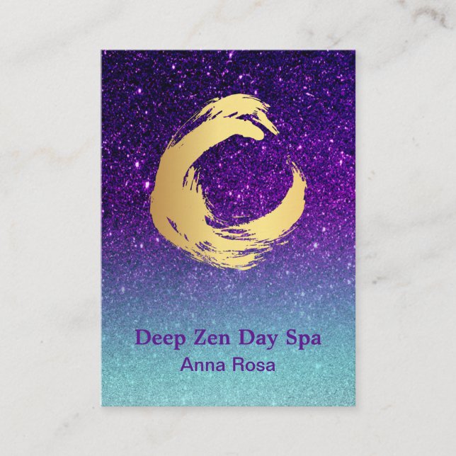 *~*  Zen Glitter Gold Spiral Meditation Reiki Business Card (Front)