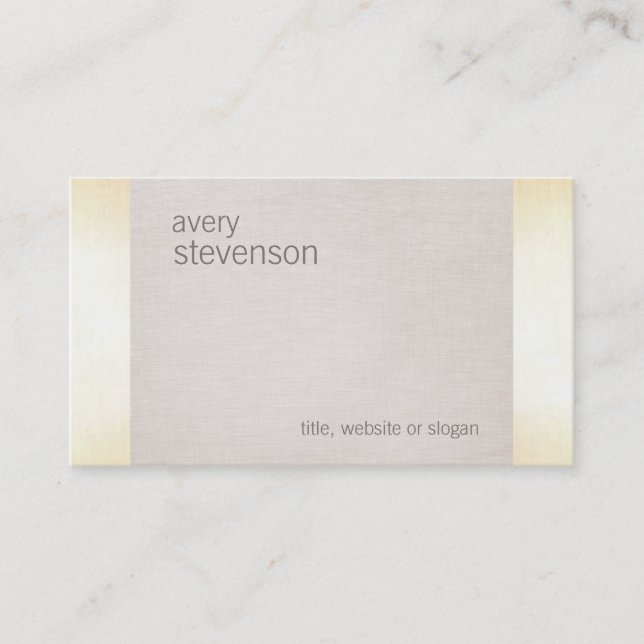 Zen Gold Glow Minimalist Linen Texture Look Business Card (Front)