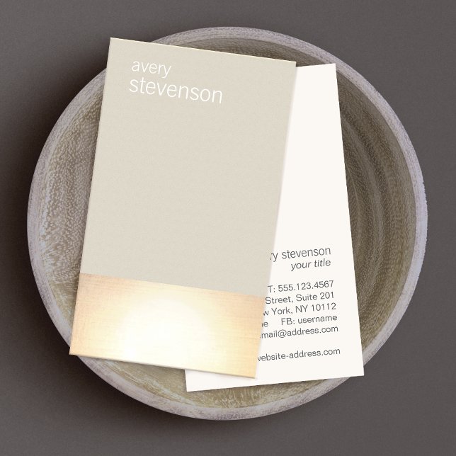 Zen Gold Glow Modern Minimalist Taupe Business Card (Creator Uploaded)