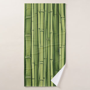 zen green bamboo pattern background nature asia ja bath towel