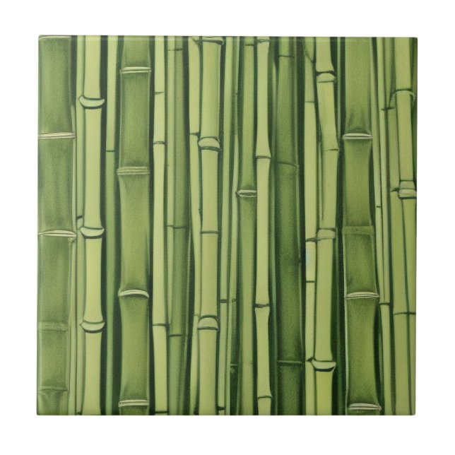 zen green bamboo pattern background nature asia ja ceramic tile (Front)