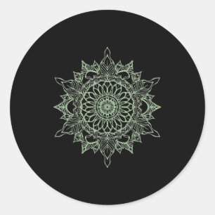 Zen Grow Line Art Mandala Peaceful Botanical Classic Round Sticker