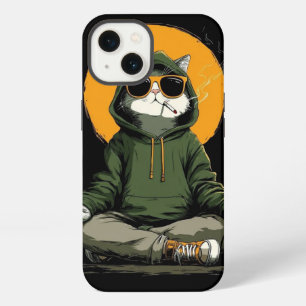 Zen Hip-Hop Cat: Streetwear Puffer Hoodie Case
