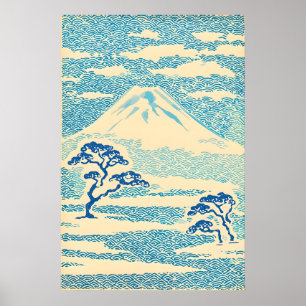 Zen Home Mount Fuji Seigaiha Art Print Japanese