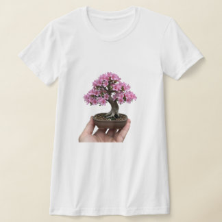 Zen in Palm: Miniature Blooming Azalea Bonsai Art T-Shirt