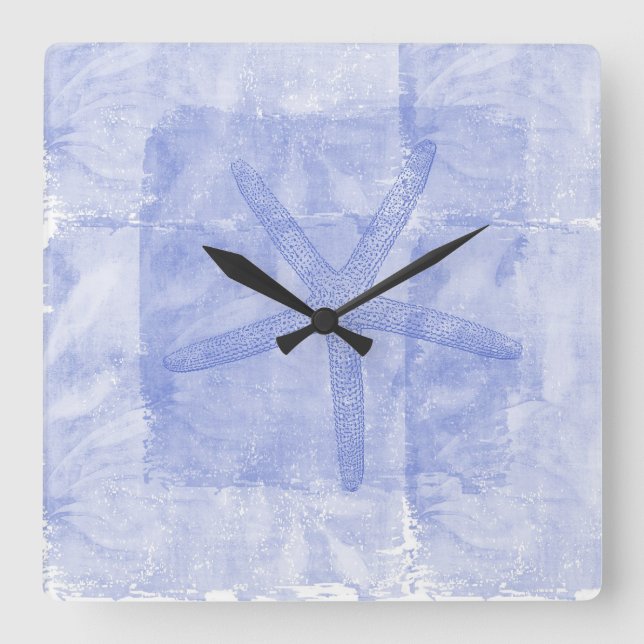 Zen Inspired Beach Theme Starfish Square Wall Clock (Front)