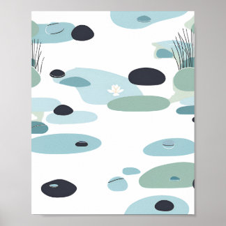 Zen Inspired  Pond Scene Art Poster