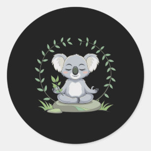 Zen Koala Meditating With Eucalyptus In Nature Classic Round Sticker