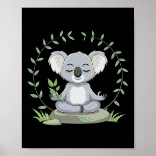 Zen Koala Meditating With Eucalyptus In Nature Poster
